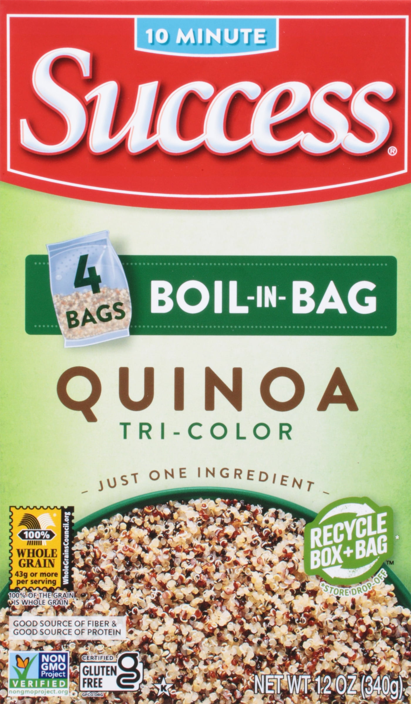 Success Rice Boil-in-Bag Tri-Color Quinoa, 12 oz Box