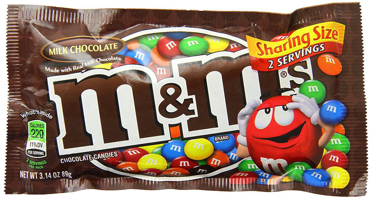 144 PACKS M&Ms Plain Chocolate Candy King Size, 3.14