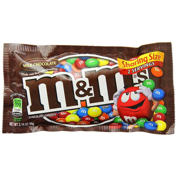 144 PACKS M&Ms Plain Chocolate Candy King Size, 3.14 Oz Walmart