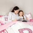 thumbnail image 5 of Homewish Initial Letter B Bedding Comforter Set,Kawaii Flower Floral Twin Comforter Sets,Pink Sequin Print Bedding Set For Girl,Breathable Bedroom Decoration Reversible,2 Pieces, 5 of 8