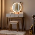 thumbnail image 6 of GLINTEX Vanity Set with 3-Color Lighted Touch Screen Dimming Mirror and 4 Drawers, Premium wireless Speakers, White, 6 of 8