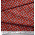 thumbnail image 3 of Soimoi Red Modal Satin Fabric Square & Triangle Geometric Print Fabric by Yard 42 Inch Wide, 3 of 3