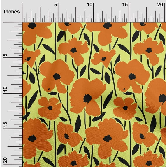 oneOone Polyester Lycra Lime Fabric Leaves & Flowers Floral Quilting Supplies Print Sewing Fabric By The Yard 56 Inch Wide