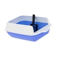 thumbnail image 3 of Caja de arena para gatos semi cerrado de lado alto baño gato recipiente de arena para gato bandeja de arena para mascotas de arena para salto de arena azul, 3 of 8