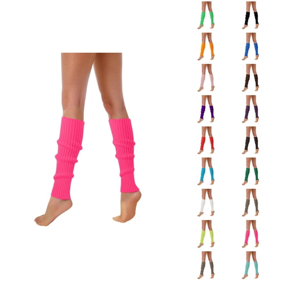 80s 90s Leg Warmers for Women, Neon Ribbed Long Leg Socks Fluorescent Wool Knitted Sleeves, Stylish Dance Party Accessories for Men Women Sports