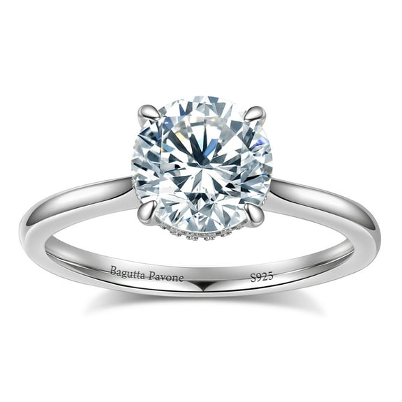 BAGUTTA PAVONE 1.5CT Moissanite Engagement Rings for Women,Women's Solitaire Engagement Moissanite Promise Rings 925 Sterling Silver with 18K Gold Plated,VVS1 Wedding Ring Size 7