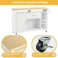 thumbnail image 3 of DWVO 53" Multifunctional Rolling Kitchen Island Cart with Power Outlet, Spice Rack, Wine Rack, White, 3 of 7