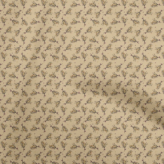 oneOone Cotton Cambric Light Brown Fabric Jacobean Floral Sewing Fabric By The Yard Printed Diy Clothing Sewing Supplies 56 Inch Wide