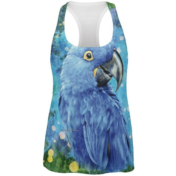 Blue Hyacinth Macaw Splatter All Over Womens Work Out Tank Top Multi LG