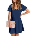 thumbnail image 7 of Ndbuld Plus Size Summer Dress for Women Womens Summer Short Sleeve Casual Dresses V-Neck Dress with Pockets Dark Blue M, 7 of 7