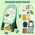 thumbnail image 7 of Huge Wave Easel for Kids, Art Easel for Toddler with White Board & Chalk Board, with Board Games Cards and Painting Accessories, Christmas Gift for Boys Girls Age 2-6 (Green), 7 of 7