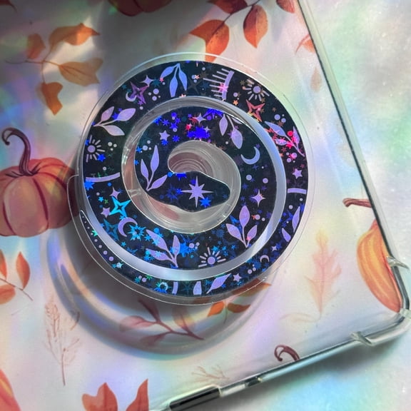 Celestial Snake MagSafe Phone Grip: Holographic Witchy Book Reader Accessory