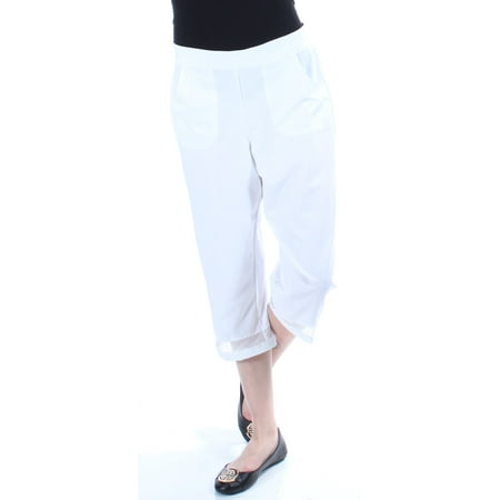 - ALFRED DUNNER Womens White Moisture Wicking Cropped Pants Petites Size: 6