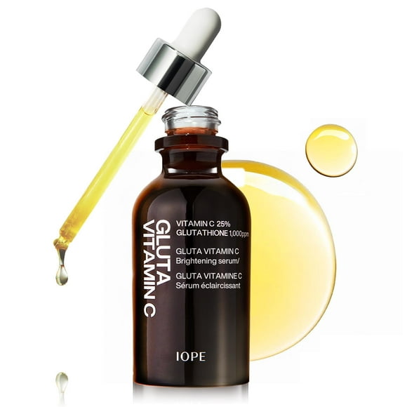 IOPE Gluta Vitamin C Brightening Serum | 25% Pure Vitamin-C and 1,000ppm Glutathione, Anti-Aging and Anti-Oxidant, Reduces Dark Spots, Korean Skincare, 0.78oz.