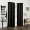 thumbnail image 2 of Eclipse Samara Solid Blackout Curtains, Single Curtain Panel, 54 Inch Long Blackout Curtains, 37" W x 54" L, Black, 2 of 7