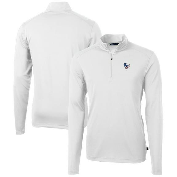 Men's Cutter & Buck White Houston Texans Big & Tall Virtue Eco Pique Recycled Quarter-Zip Jacket