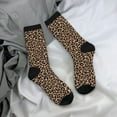 thumbnail image 5 of Xecao Brown Leopard Pattern Sport Socks for Women and Men Crew Socks Sporty Calf Socks Casual Socks, 5 of 6