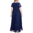 thumbnail image 5 of Brnmxoke Mother of The Bride Dresses Summer 2024,Women Plus Size Floral Lace Applique Maxi Dress Short Sleeve V Neck Flowy Dress Ball Gown Elegant Bridesmaid Wedding Guest Long Dress, 5 of 6