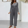 thumbnail image 2 of AJTQTH Rompers for Women Casual Plus Size Loose Fit Overalls Jumpsuit Long Sleevde Crewneck Playsuit Zippers Wide-Leg Full Lengthh Dark Gray XL, 2 of 6