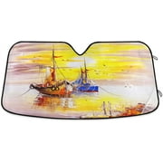 Bestwell Venice Sailing Oil Painting Car Windshield Sunshade Front Auto Sun Shield Shade Visor Vehicle Accessories, 55"  27.6"843