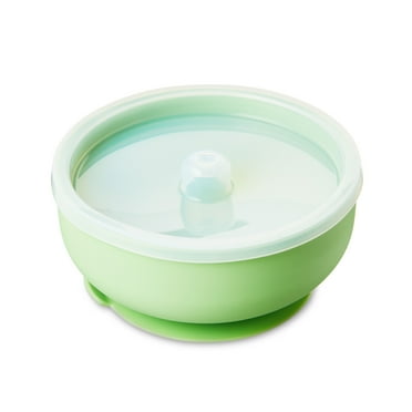Parent's Choice 5" Round Silicone Bowl with Lid and Suction Cup Sage Green