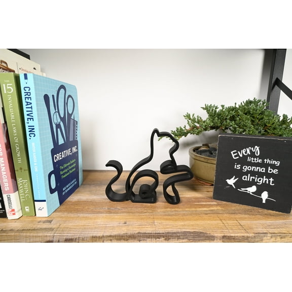 Minimalist Cat Pawing Sculpture, Modern Line Art Cat Decor for Home or Desk
