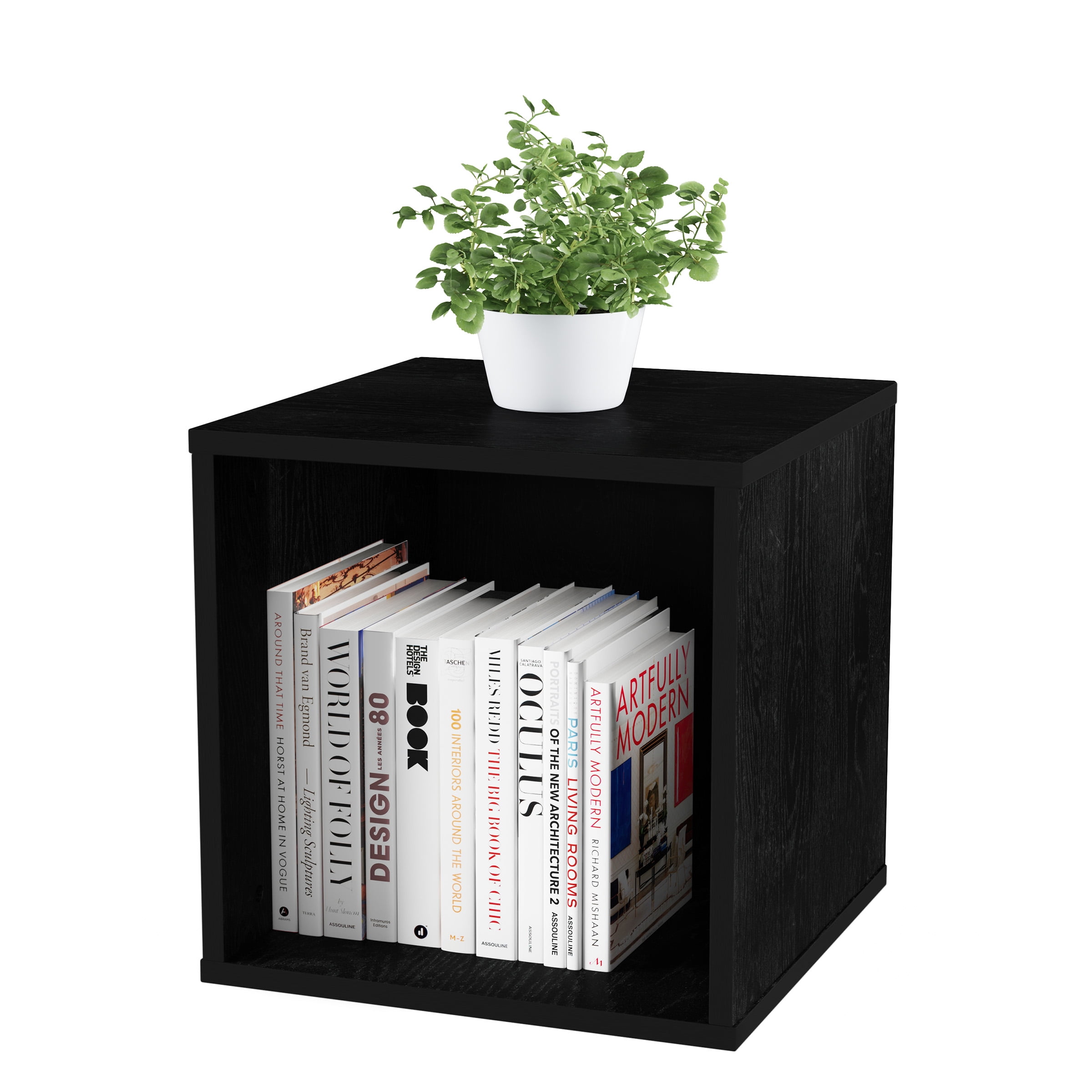 Lavish Home Contemporary Stackable Modular Cube End Table (Black)