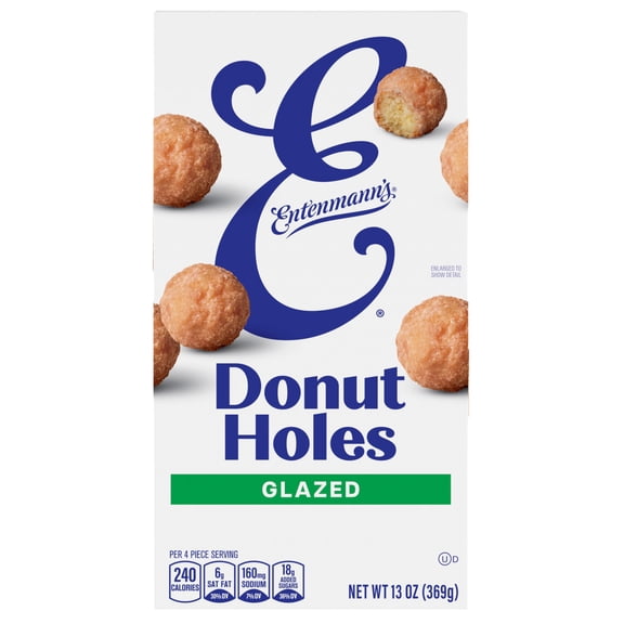 Entenmann's Pop’ems Glazed Donut Holes, 13 oz, Sugar Donut Bites, Box