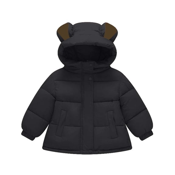 hoksml Toddler Kids Bear Ears Hooded PufferJacket Boys Girls Winter Coat Thick Warm Zipper Jacket (1-6 Years)
