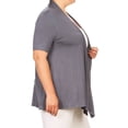 thumbnail image 2 of Women's Plus Size Short Sleeves Draped Open Front Solid Cardigan, 2 of 5