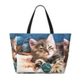 thumbnail image 2 of Xecao Playful Cat for versatile beach bag for women includes zipper pockets and waterproof material, ideal for vacations and adventures., 2 of 7
