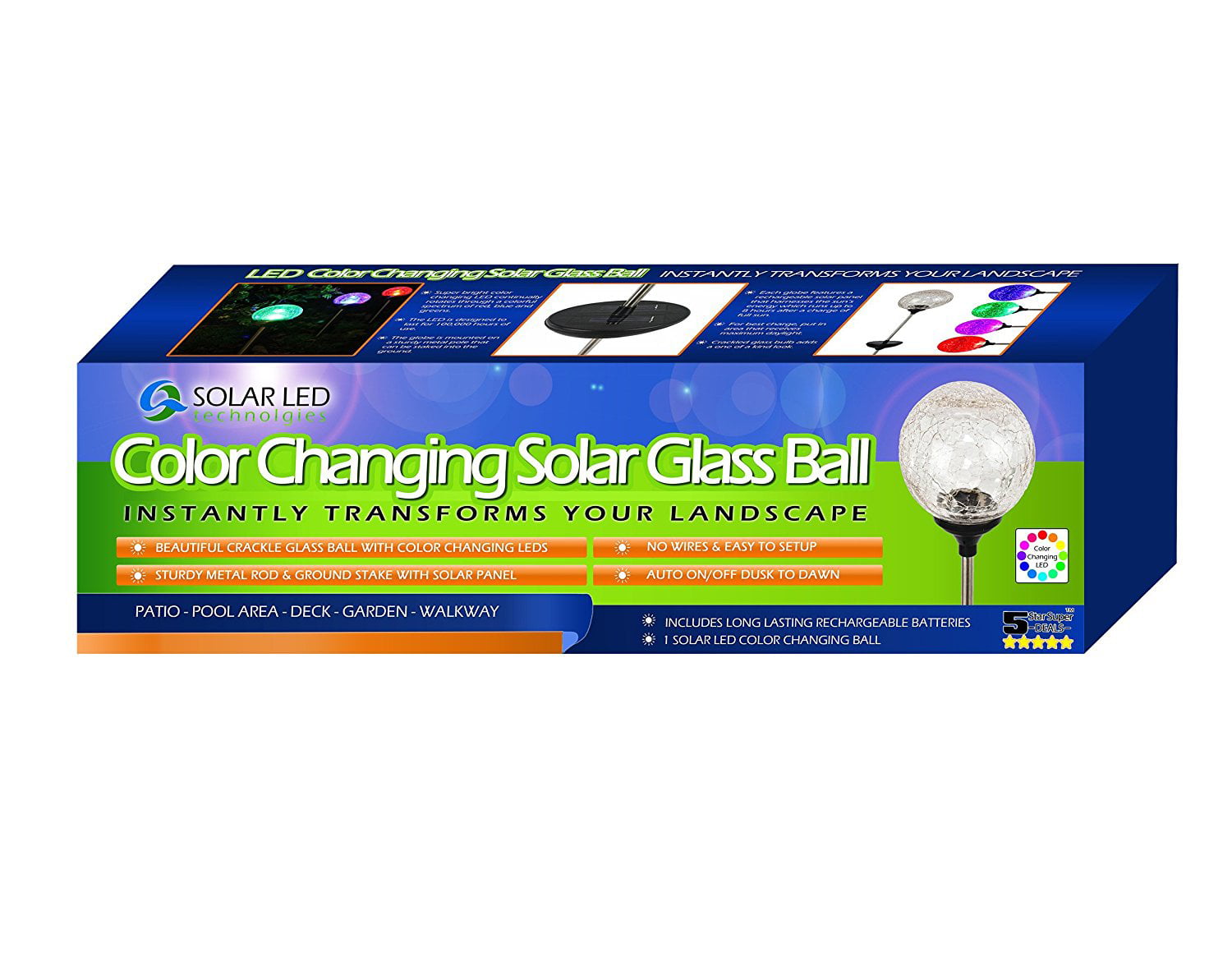 8 x Colour Changing Solar Led Crackle Ball Light Ice Orb Globe Stainless Steel 