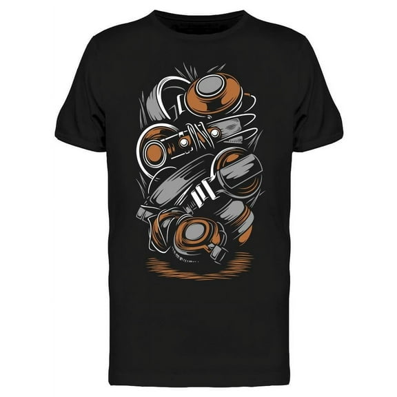 Smartprints Mens Graphic Tee - Headphones - Regular Fit 100% Cotton