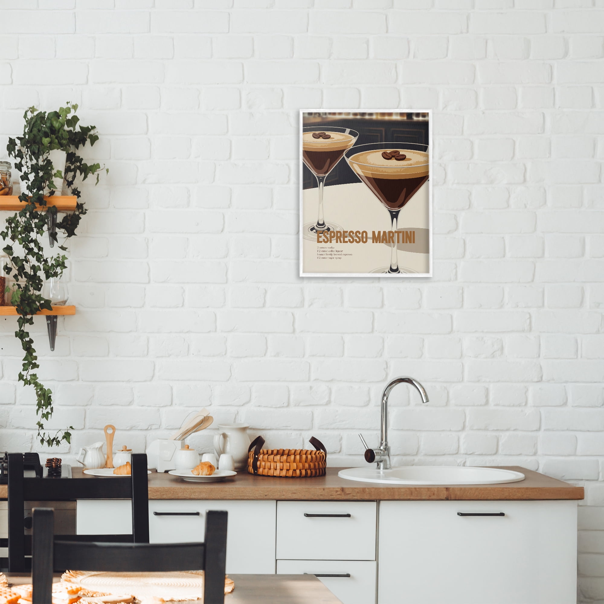 Stupell Industries Sleek Modern Espresso Martini White Framed Giclee Art, design by Andreas Magnusson