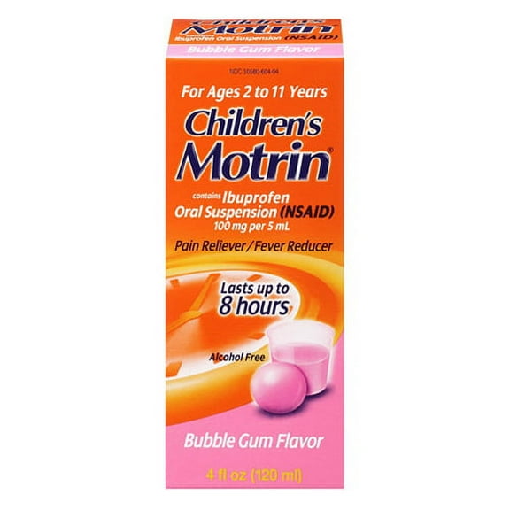 Motrin Childrens Oral Suspension Fever Reducer, Bubble Gum Flavor, 4 oz, 6 Pack