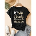 thumbnail image 3 of Camiseta con estampado "Mi papá me cuida desde el cielo" para mujer, informal, de cuello redondo y manga corta, corte holgado y cómodo, con el gráfico "Mi papá me cuida desde el cielo", ideal para cu, 3 of 7