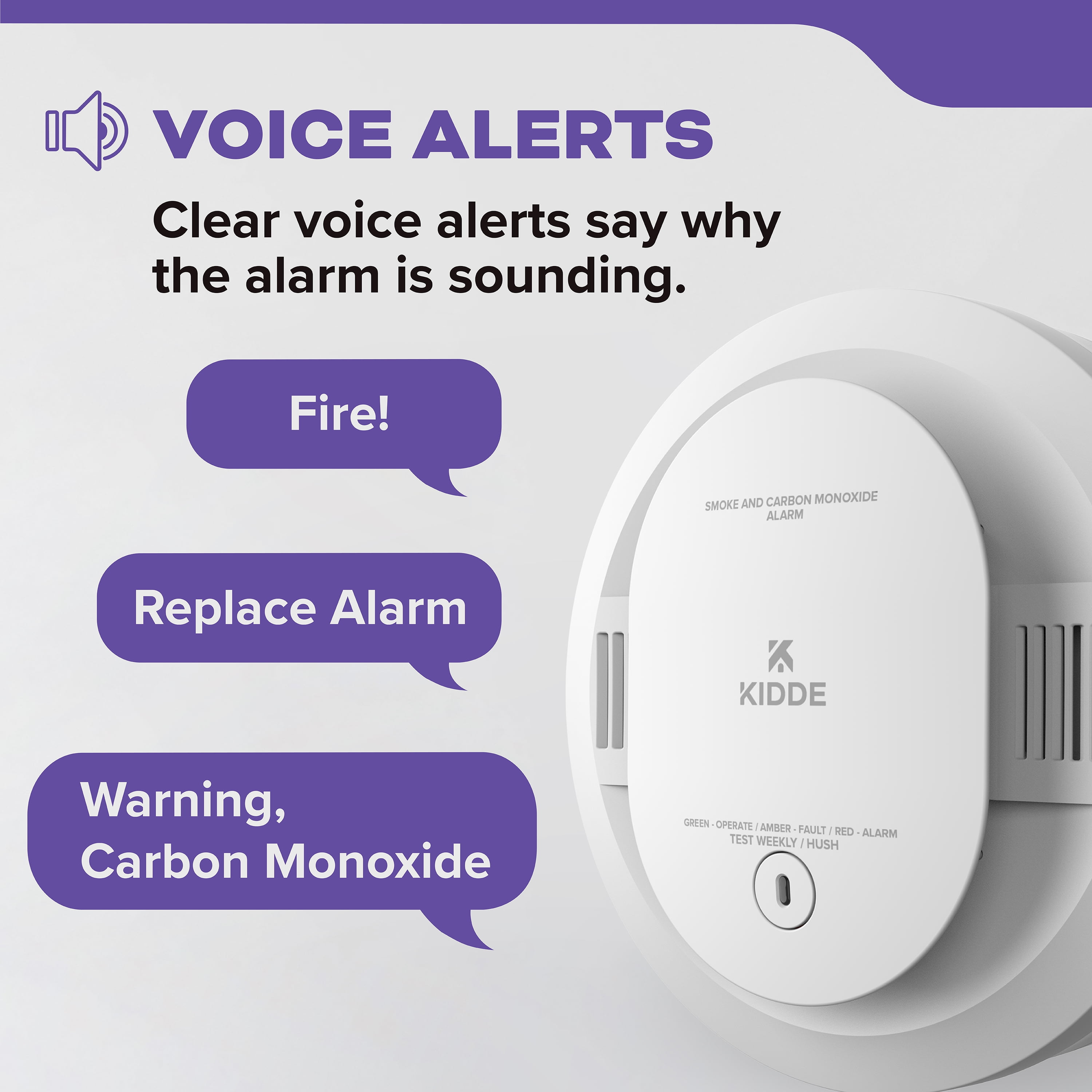 Kidde Battery-Operated Combination Smoke & Carbon Monoxide Detector, Voice Alerts