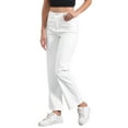 thumbnail image 4 of Pantalones de cuero sintético Daring Diva para mujer, de cintura alta, pierna recta, estilo punk, PU, talla XL, color blanco, 4 of 6
