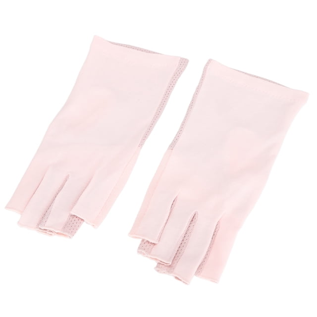 Half Finger Nail Gloves, Anti UV Gloves Comfortable Sunburn Protection UV Protection Not Easy To Deform For Manicures Beige,Pink