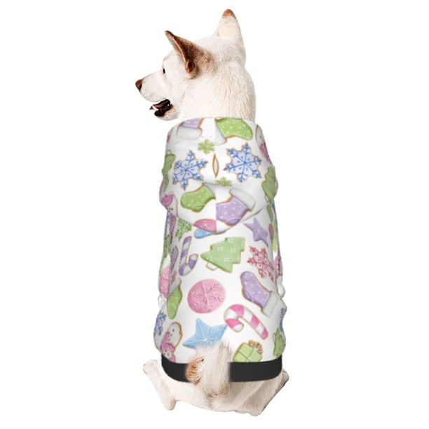 Balery Pastel Christmas Cookies Sudadera con Capucha para Perros Pequeños – Ropa para Mascotas, Disfraz para Perros y Gatos, Ideal para Fiestas y Cosplay-X-Small