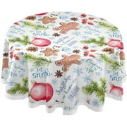 SKYSONIC 60" Christmas Tree Branch Gingerbread Round Table Cloths Cookies Snow Flake Tablecloths for Home Kitchen Restaurat Decor Polyester Washable Tablecover Kithchen Party Picnic