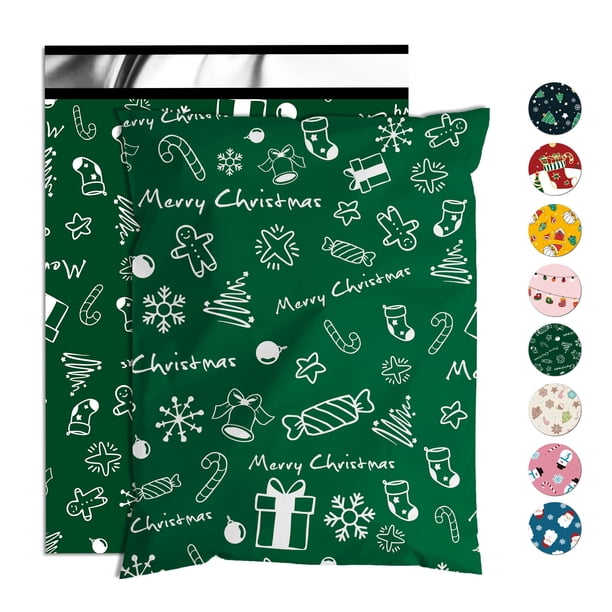 Bolsas navideñas de polietileno para correo Jowlroel, 30 x 39 cm, 50 unidades, impermeables