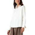 thumbnail image 4 of Women Long Sleeve Button Down Shirts Casual Chiffon Blouses Collared Work Tops 2025 S White, 4 of 6