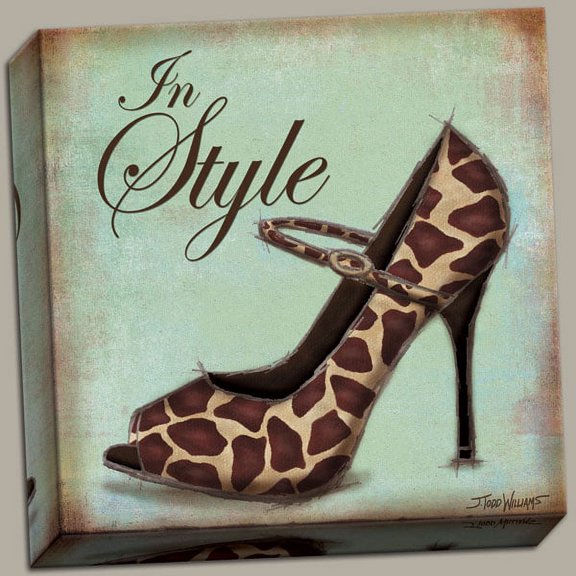 Canvas Exotic Giraffe Print; Fashionable In-Style High-Heel Canvas; One 12x12 Hand-Stretched Canvas, Ready to Hang!