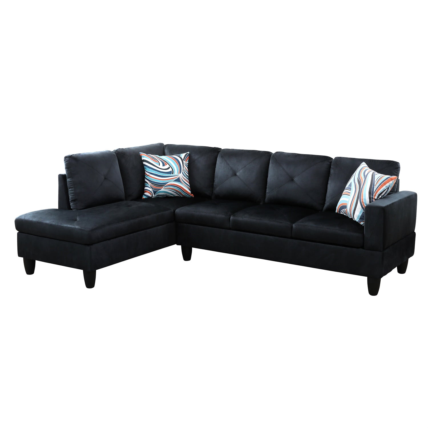 Hommoo Modern L-Shaped Sofa, Microfiber 2-Piece Set for Living Room Sofa, Suitable for Office Apartments, Home Sofa, Midnight Blue (No Ottoman)