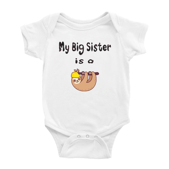 My Big Sister Is A Sloth Cute Baby Bodysuit Boy Girl