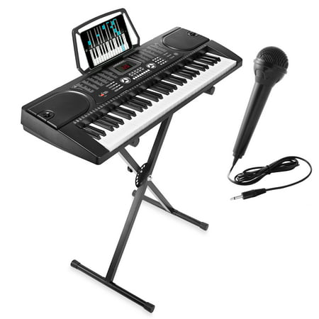 Hamzer 61-Key Electronic Piano Electric Organ Music Keyboard with Stand, Microphone, & Sticker Sheet -