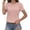 Pink, variant on Lixiuxyad Women's Round Neck Lace Trimmed Style Solid Short Sleeve T Shirt Floral Cute,Black L