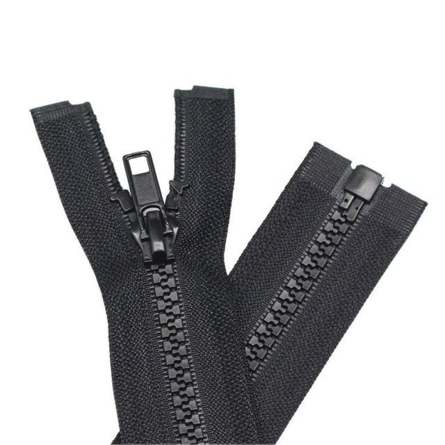 YaHoGa 2 cremalleras separadoras #5 de 27 pulgadas para coser abrigos, chaquetas, cremalleras de plástico moldeado negro a granel (27 pulgadas, 2 unidades)