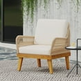 thumbnail image 3 of Euroco Outdoor Rope Weave Club Chair, Acacia Wood Frame, Weather-Resistant Patio Accent Chair, 28" Wide, 3 of 9